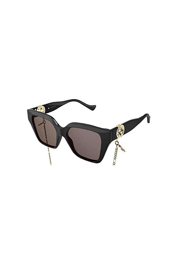 Gucci Lunettes de Soleil GG1023S Black/Dark Brown Gold Chain 54/17/140 femme
