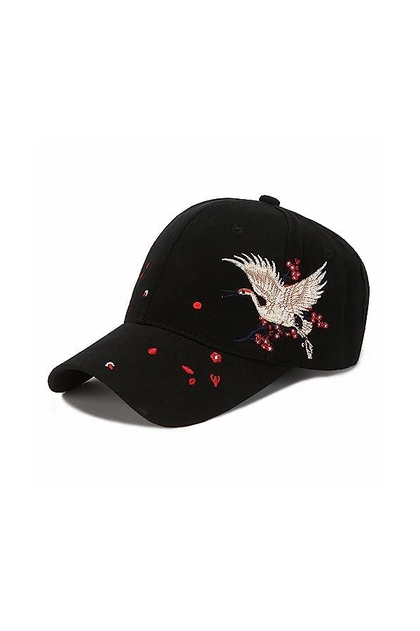 Casquette de baseball pour femme et fille - Protection UV - Réglable - Casquette dété - Broderie fleur de prunier - Snapback