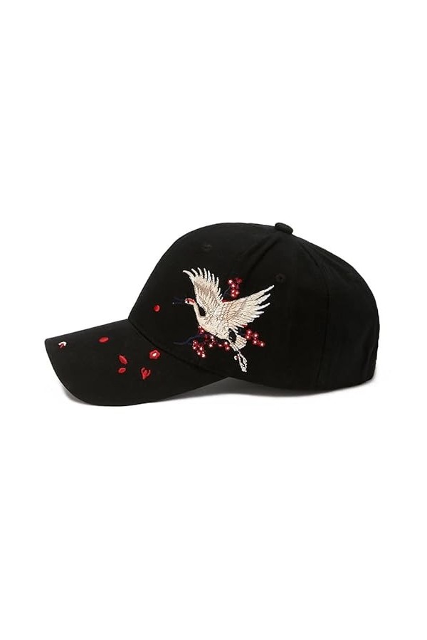 Casquette de baseball pour femme et fille - Protection UV - Réglable - Casquette dété - Broderie fleur de prunier - Snapback