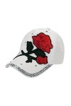 TUBBLI Rouge Rose Patch Baseball Casquette Strass Décor Sport Chapeau Léger Réglable Chapeaux Loisirs Chapeau Été Femme Chape