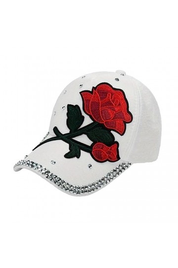 TUBBLI Rouge Rose Patch Baseball Casquette Strass Décor Sport Chapeau Léger Réglable Chapeaux Loisirs Chapeau Été Femme Chape