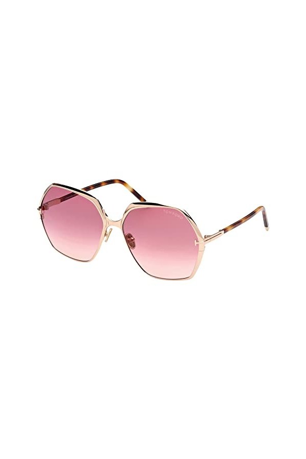 Tom Ford Lunettes de Soleil FONDA-02 FT 0912 Shiny Rose Gold/Burgundy Shaded 60/15/140 femme