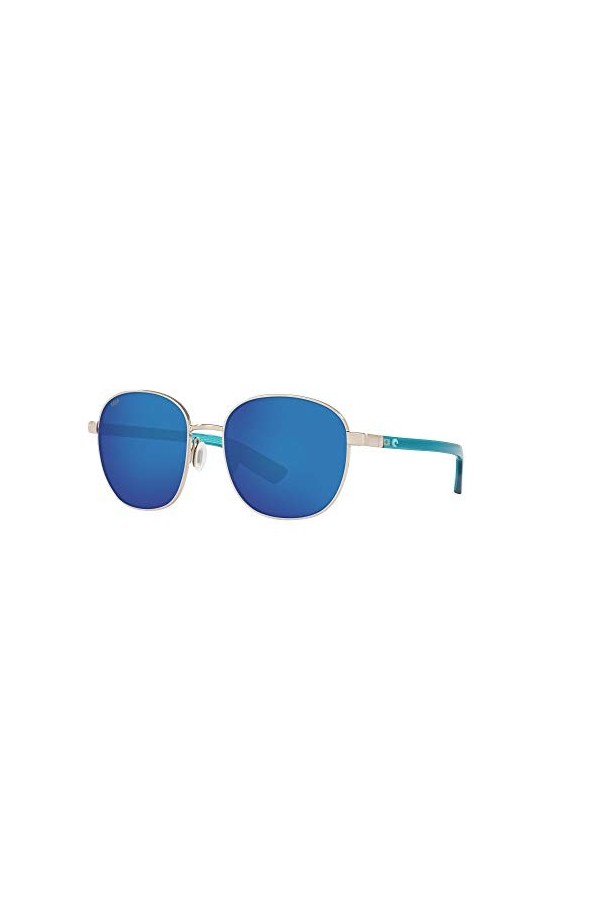 Costa Del Mar Egret, Lunettes de Soleil Femme, Miroir argenté/Bleu brossé, polarisé, 580p