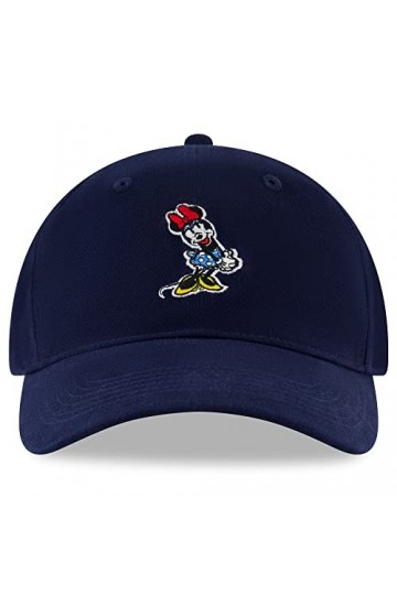 Disney Womens Minnie Mouse Baseball Cap, Snap-Back Dad Hat, Navy, One Size