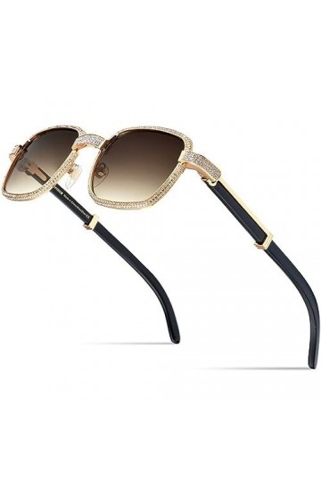 HPIRME Lunettes de soleil faites à la main en corne de buffle diamant femmes lunettes de soleil pour les nuances femme, noir,