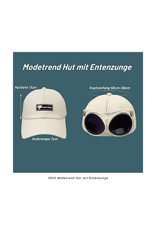 Shengou Casquette daviateur avec lunettes, casquette avec lunettes, unisexe, bonnet trucker New Era, casquette de baseball a