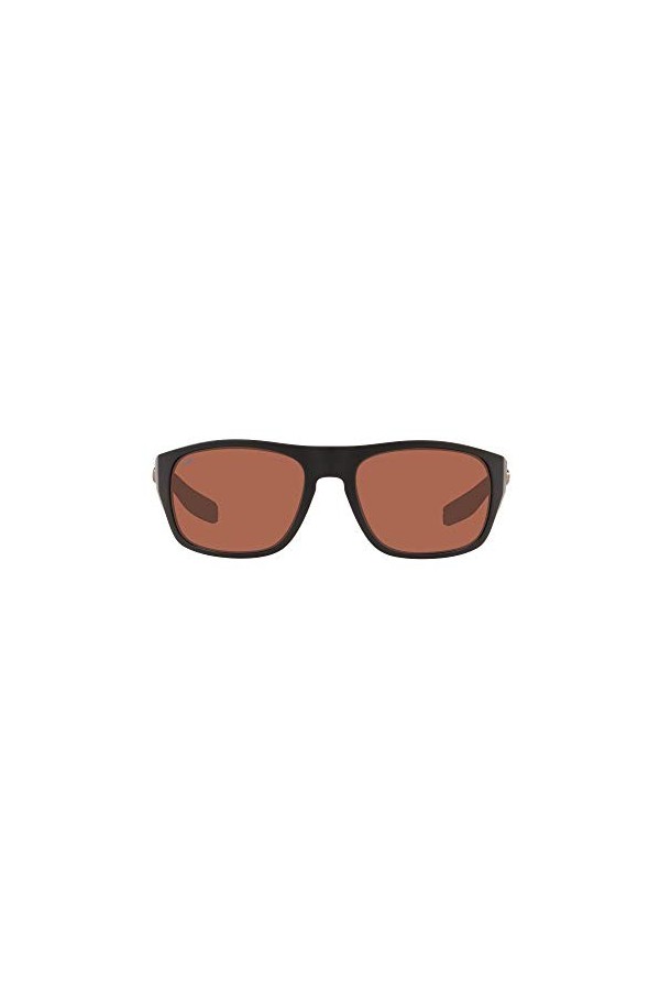 Costa Del Mar Tico Lunettes de soleil pour homme Noir mat/cuivre polarisé 580P 60 mm
