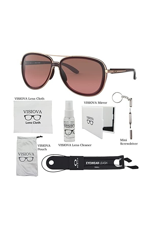 Oakley Split Time OO4129 412902 58mm Crystal Raspberry/G40 Black Gradient Sunglasses For Women Bundle with Oakley Leash +VISI