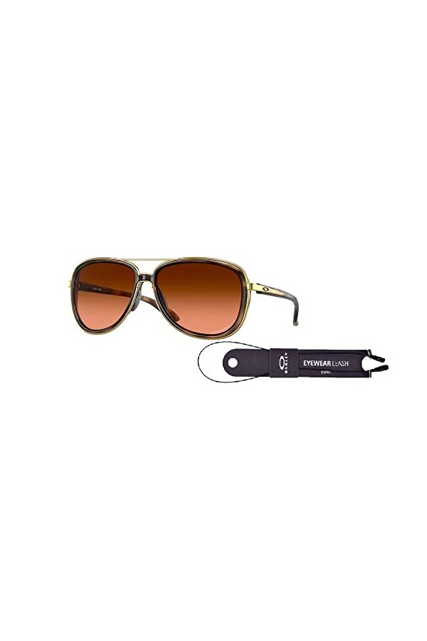 Oakley Split Time OO4129 412918 Lunettes de soleil pilotes pour femme 58 mm Marron tortue/Prizm dégradé marron + ensemble ave