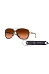 Oakley Split Time OO4129 412918 Lunettes de soleil pilotes pour femme 58 mm Marron tortue/Prizm dégradé marron + ensemble ave