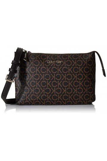 Calvin Klein Sac Bandoulière Femme Ck Must Ew Xbody Mono Petit Modèle, Marron Brown Mono , Taille Standard