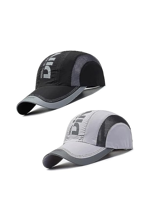 Aiareozy 2 Pièces Casquette de Baseball, Casquettes de Sport Outdoor, Casquette Femme, Casquette Noir, Réglable Casquette Bas