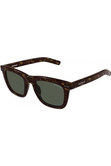 Montblanc Mixte Cadre de Havane carré 3 dr Lunettes de Soleil, Marron Marron , Taille Unique