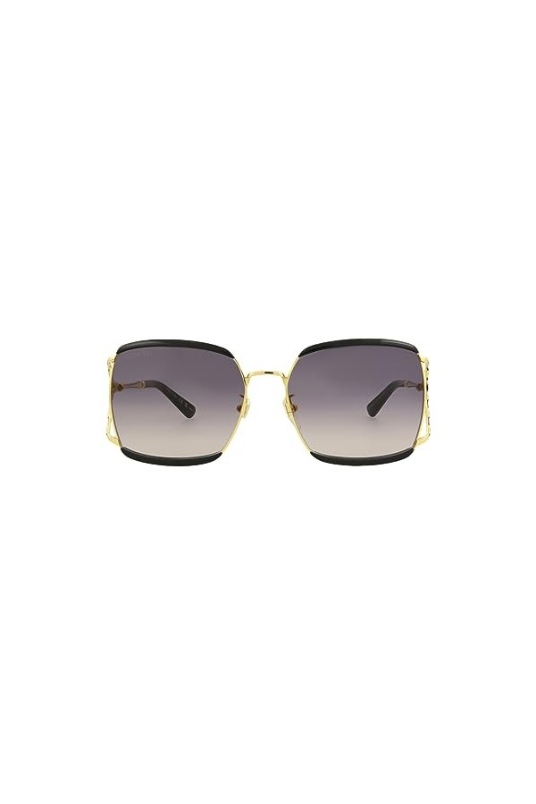 Gucci GG0593SK-001-59 Lunettes de Soleil, Schwarz GlXe4nzend-Gold, 60.0 Mixte Adulte