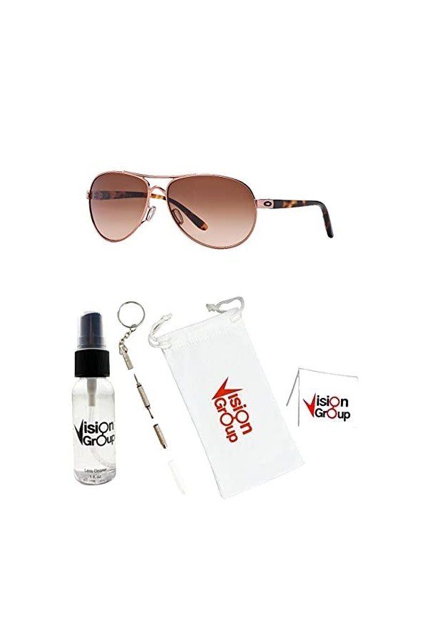 Oakley OO4079 Feedback Sunglasses+ Vision Group Accessories Bundle Rose Gold/Vr50 Brown Gradient 407901 