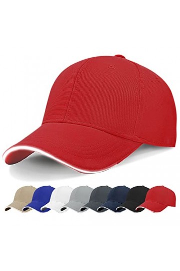 Kordear Casquette de baseball pour homme et femme - Uni - Réglable - En coton - Avec bord réfléchissant - Unisexe, Rouge, Tai
