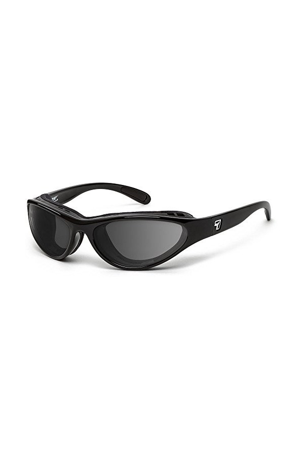 7eye by Panoptx Viento | Lunettes de soleil coupe-vent – Noir brillant, verres gris