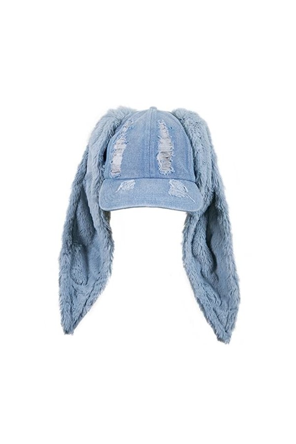 Casquette de baseball pour femme - Style hip-hop - Longues oreilles de lapin - Chapeau mignon pour fille, B Bleu., Taille uni