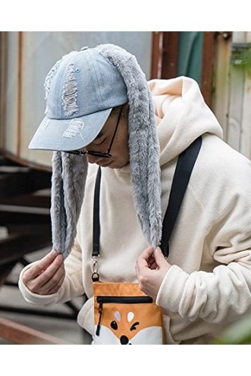 Casquette de baseball pour femme - Style hip-hop - Longues oreilles de lapin - Chapeau mignon pour fille, B Bleu., Taille uni