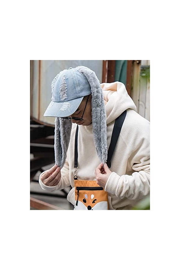 Casquette de baseball pour femme - Style hip-hop - Longues oreilles de lapin - Chapeau mignon pour fille, B Bleu., Taille uni