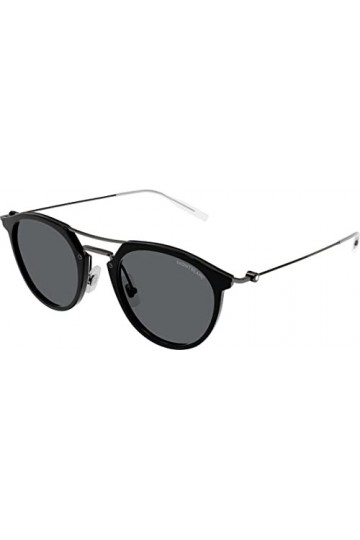 Montblanc Mixte Ew HL Round Black Frame Lunettes de Soleil, Noir Noir , Taille Unique