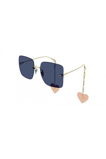 Gucci Lunettes de Soleil GG1147S Gold/Blue Earrings Heart 62/19/135 femme