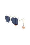 Gucci Lunettes de Soleil GG1147S Gold/Blue Earrings Heart 62/19/135 femme
