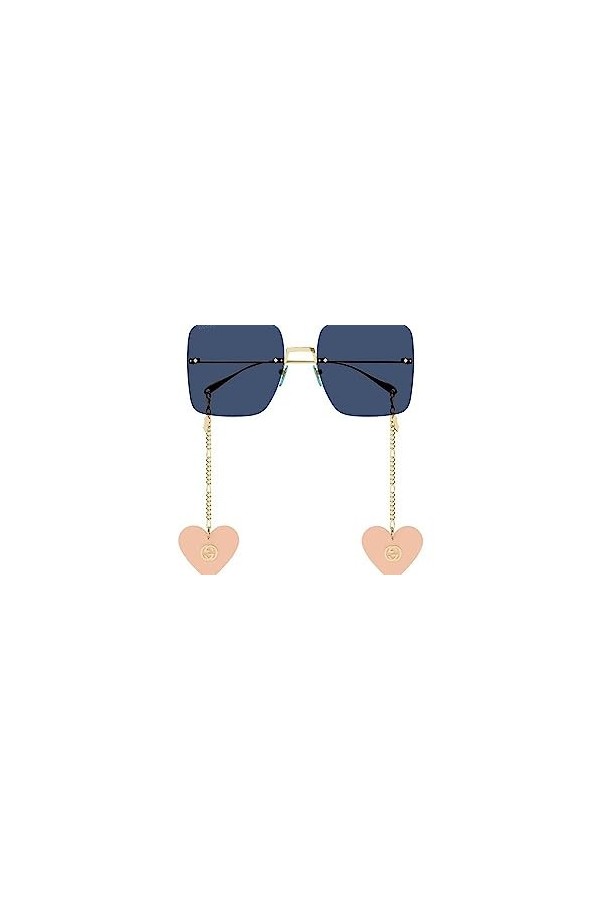 Gucci Lunettes de Soleil GG1147S Gold/Blue Earrings Heart 62/19/135 femme