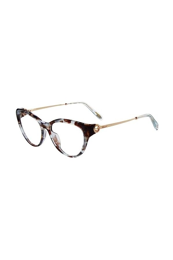 Chopard Vch323s Lunettes de Soleil, Shiny Striped Havana Aquamarine/Bleu, 53 Femme