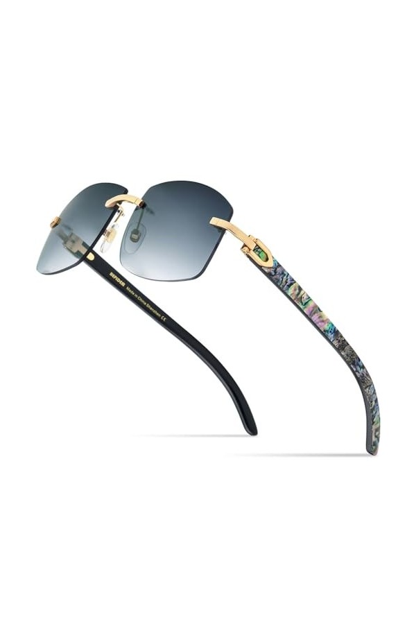 HCHES Lunettes de soleil carrées sans monture pour femme, 2, taille unique