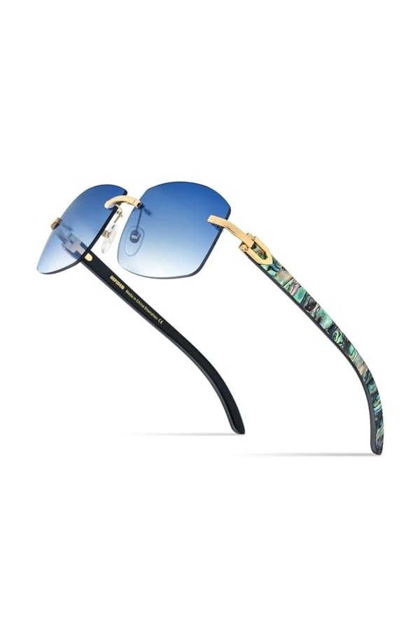 HCHES Lunettes de soleil carrées sans monture pour femme, 2, taille unique