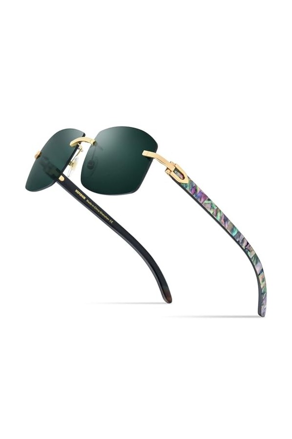 HCHES Lunettes de soleil carrées sans monture pour femme, 2, taille unique