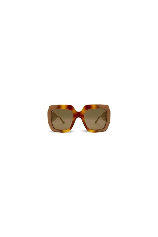 Gucci Lunettes de Soleil GG1022S Havana Beige/Dark Brown Gold Chain 54/23/140 femme