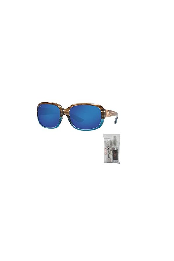 Costa Gannet 6S9041 Oreiller Lunettes de soleil pour femme + kit de lunettes gratuit, Miroir brillant Wahoo / bleu miroir pol