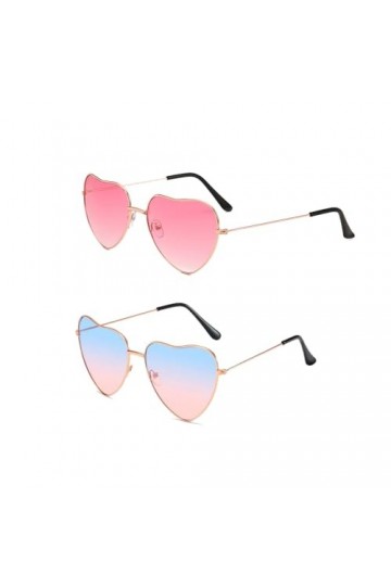 ZWWsullo Lot de 2 lunettes de soleil en forme de cœur, Couleur + rose