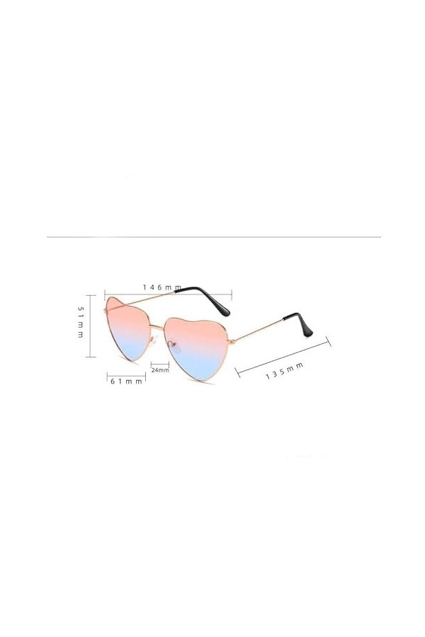 ZWWsullo Lot de 2 lunettes de soleil en forme de cœur, Couleur + rose