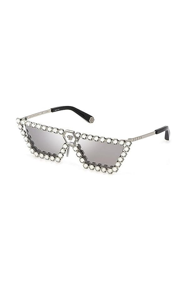 Philipp Plein SPP030S, Lunettes de Soleil Femme, Total Shiny Palladium, 57