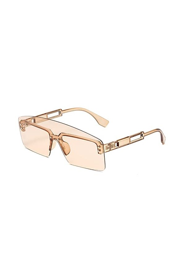 HPIRME Lunettes de soleil vintage pour femmes carrées sans cadre évider les jambes dames lunettes de soleil UV400 lunettes om