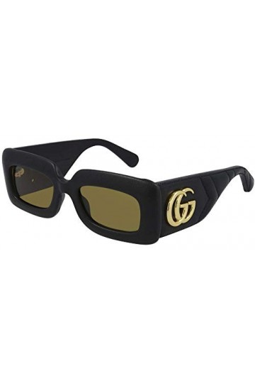 Gucci Lunettes de Soleil GG0816S Black Leather/Green 52/22/145 femme