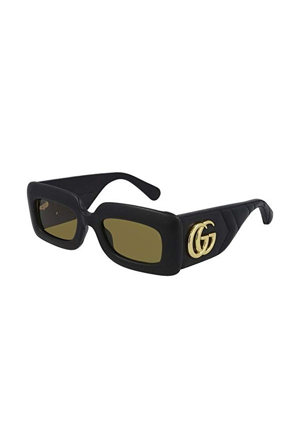 Gucci Lunettes de Soleil GG0816S Black Leather/Green 52/22/145 femme