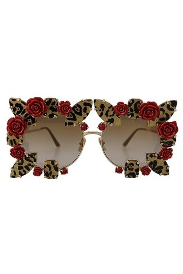 Dolce & Gabbana Gold Metal Frame Roses Embellished DG2207B Sunglasses