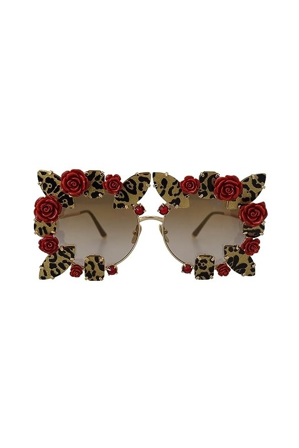 Dolce & Gabbana Gold Metal Frame Roses Embellished DG2207B Sunglasses