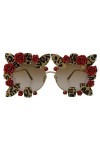 Dolce & Gabbana Gold Metal Frame Roses Embellished DG2207B Sunglasses