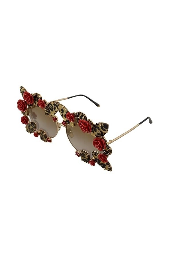Dolce & Gabbana Gold Metal Frame Roses Embellished DG2207B Sunglasses