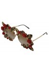 Dolce & Gabbana Gold Metal Frame Roses Embellished DG2207B Sunglasses
