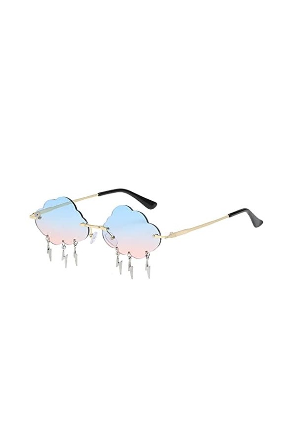 FORKIS Lunettes de Soleil Lunettes De Soleil sans Bord Femmes Hommes Vintage Nuage Diamant Frange Lunettes Fun Nuage Forme Lu
