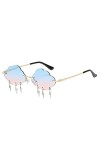 FORKIS Lunettes de Soleil Lunettes De Soleil sans Bord Femmes Hommes Vintage Nuage Diamant Frange Lunettes Fun Nuage Forme Lu