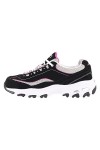 Skechers Femme DLites-Biggest Fan Baskets, Black Trubuck/White Mesh/Silver Trim BKW, 38 EU