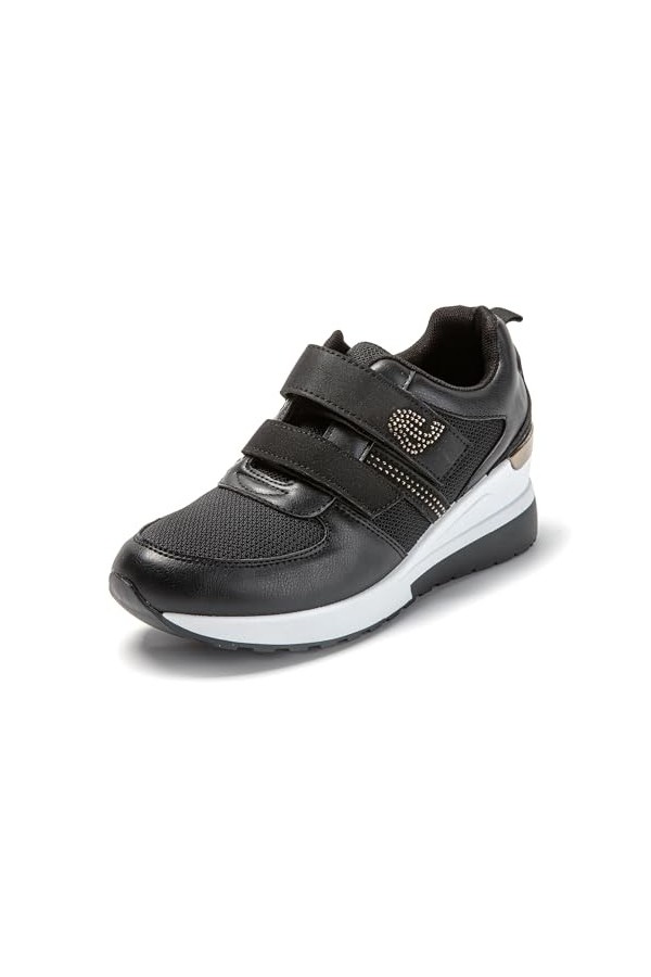 JOMIX Basket Scratch Femme Sneakers Wedge Chaussures Compensées Femme Chaussures de Sport Confortable Blanc, 38 