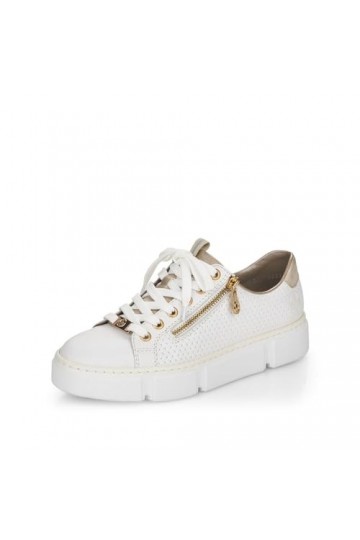 Rieker Femme Chaussures à Lacets N5932, Dame Chaussures de Sport lacées,Chaussure Basse,à Lacets,Lacets,Blanc Weiss / 80 ,38